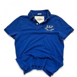 Y2K embroidered muscle Abercrombie-fitch Men's Blue Polo-shirts